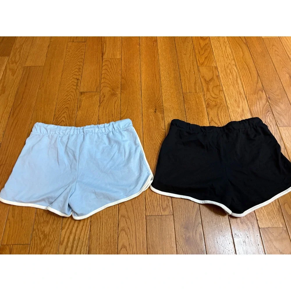 NWOT Old Navy Girls XL 14-16 Dolphin Shorts 2 Pack Blue Black Piping Drawstring